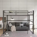 Metal Loft Bed Full Size, Loft Bed Frame with Safety Guard Rails and Flat Ladder, Twin Loft Bed for Kids Teens Adults, Gray