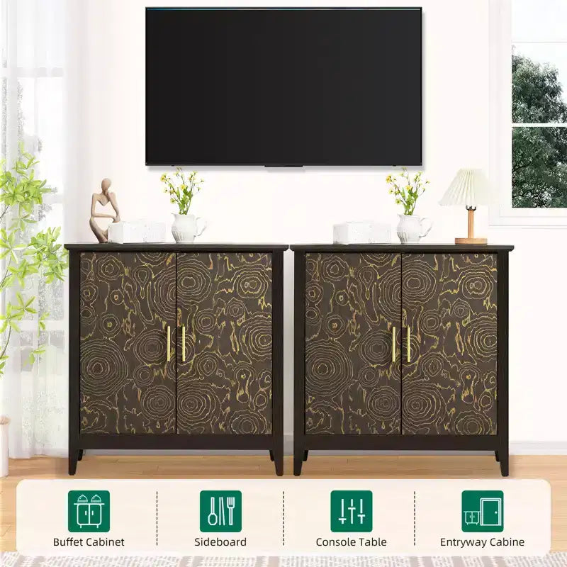 2 Doors Accent Cabinet Decorative Storage Cabinet for Living Room with Adjustable Shelf, Bedroom,
