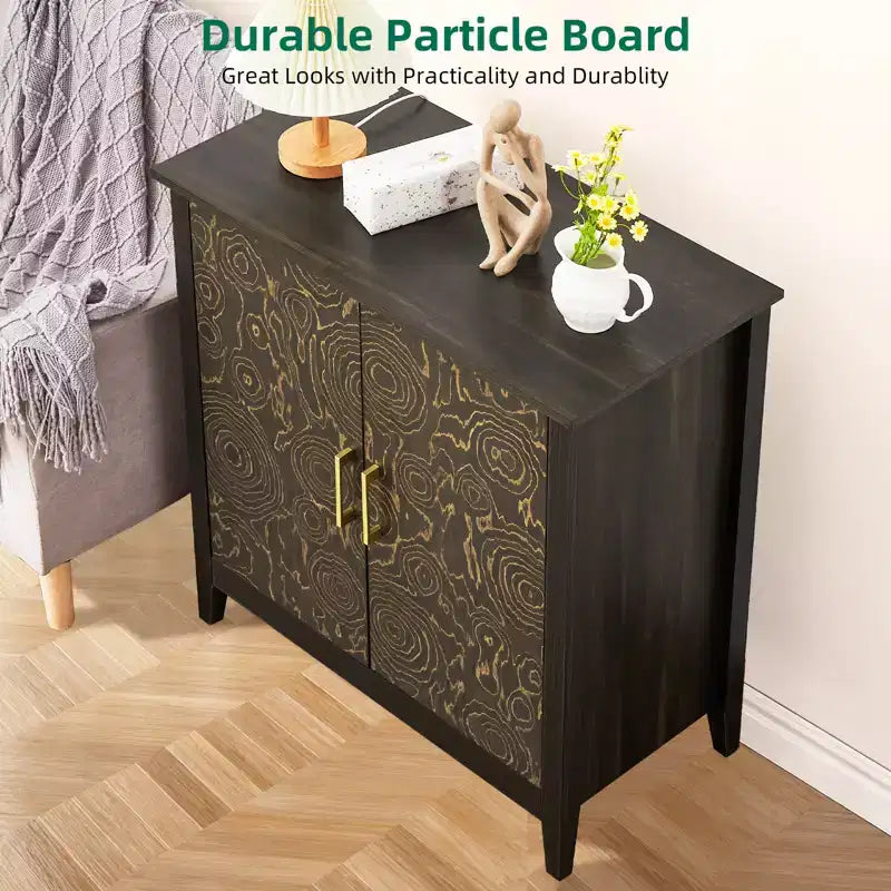 2 Doors Accent Cabinet Decorative Storage Cabinet for Living Room with Adjustable Shelf, Bedroom,
