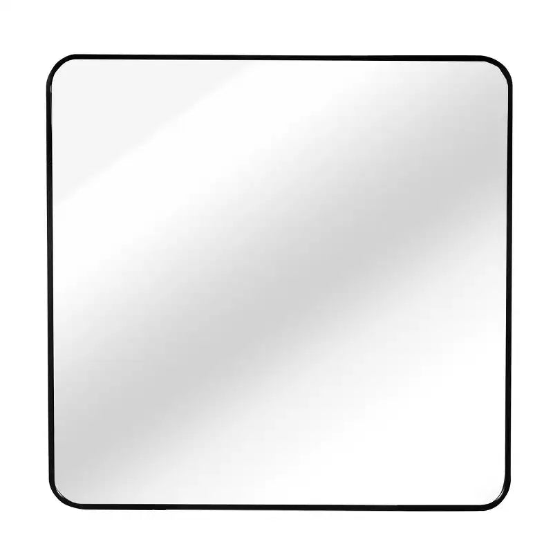 36 in. Black Aluminum Framed Square Wall Decor Mirror for Bathroom Vanity