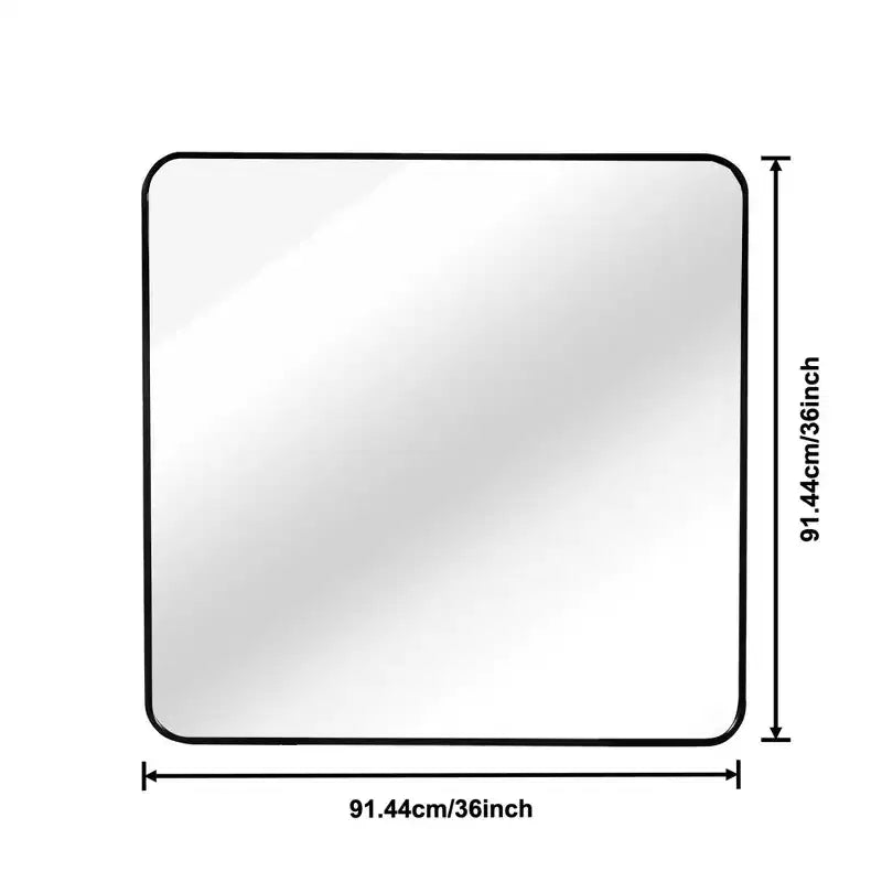 36 in. Black Aluminum Framed Square Wall Decor Mirror for Bathroom Vanity