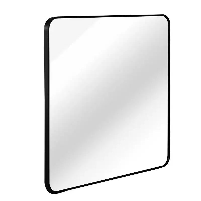 36 in. Black Aluminum Framed Square Wall Decor Mirror for Bathroom Vanity
