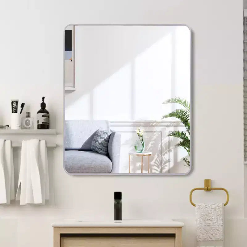 36 in. Black Aluminum Framed Square Wall Decor Mirror for Bathroom Vanity