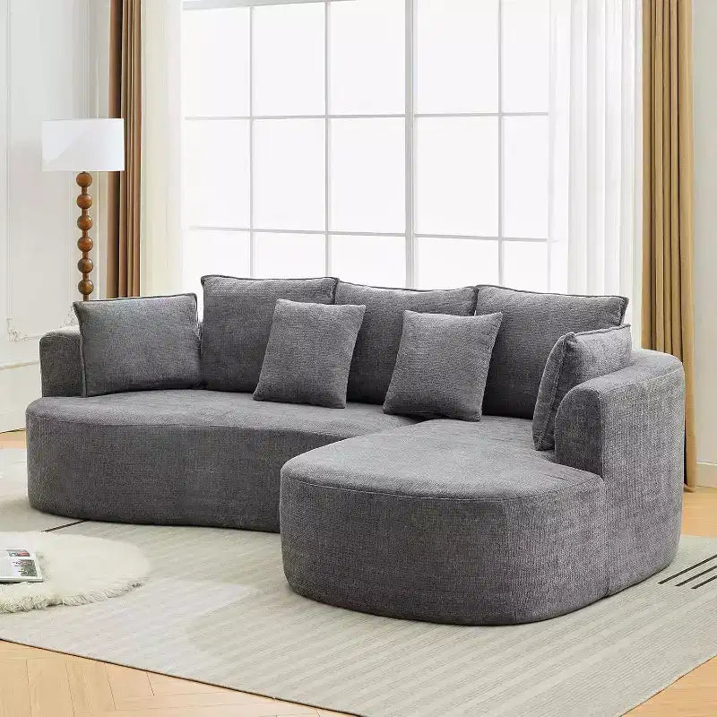 106 Modern Curved Sectional Cloud Sofa with Chaise Lounge, Modular Chenille Fabric Convertible Compression Sleeper Couch, for Home Office