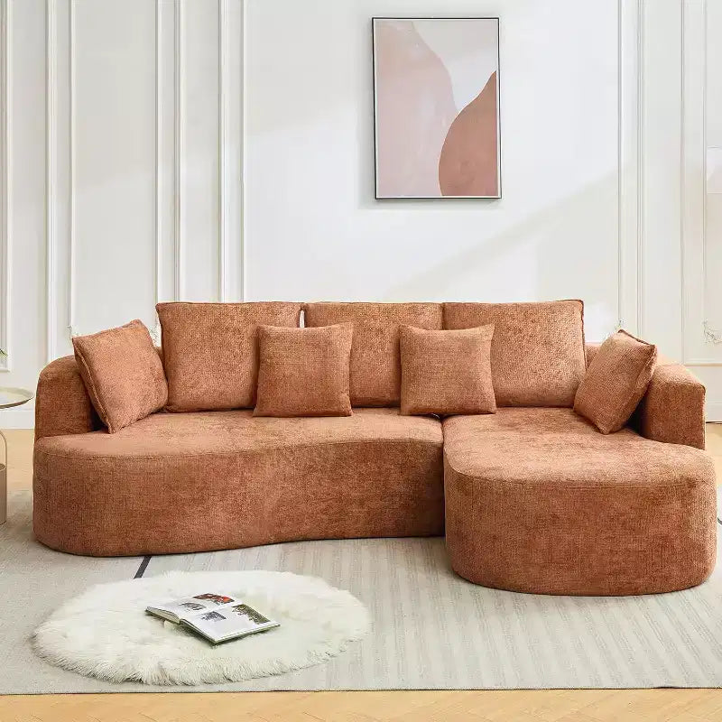 106 Modern Curved Sectional Cloud Sofa with Chaise Lounge, Modular Chenille Fabric Convertible Compression Sleeper Couch, for Home Office