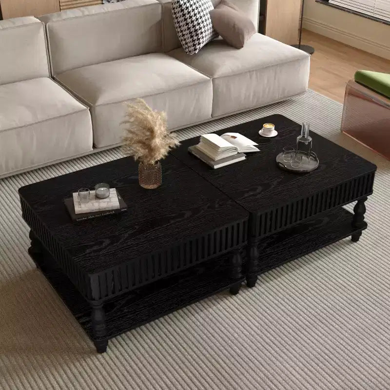 31.5 Modern Lift-Top Coffee Table with Storage, Retro Square Coffee Table with Solid Wood Legs, Stylish End Table for Living Room-Panipeachy