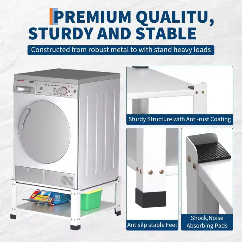 2-Pack Laundry Pedestal for Washer and Dryer with Storage Shelf, 28 Wide 14 High Universal Steel Stand with 800lb Capacity, White