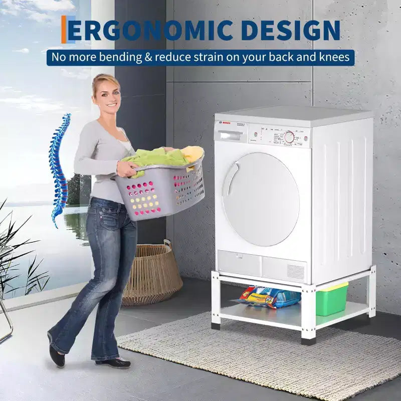 2-Pack Laundry Pedestal for Washer and Dryer with Storage Shelf, 28 Wide 14 High Universal Steel Stand with 800lb Capacity, White