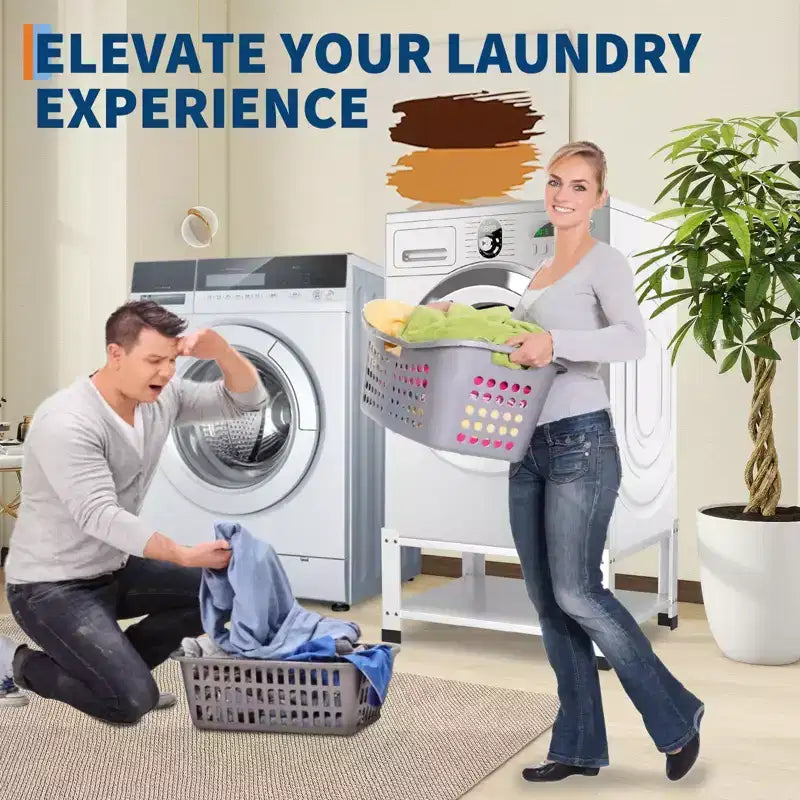 2-Pack Laundry Pedestal for Washer and Dryer with Storage Shelf, 28 Wide 14 High Universal Steel Stand with 800lb Capacity, White