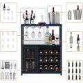 3-Tier Bar Cabinet with Detachable Wine Rack, Adjustable Shelves, Glass Holders, Buffet Sideboard for Dining Room Kitchen Living Room