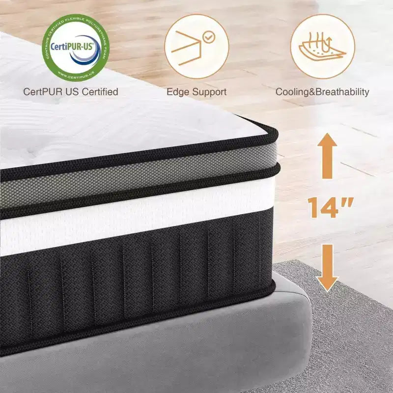 14 Queen Gel Memory Foam Mattress: Medium Firm, Cooling Technology, CertiPUR-US Certified