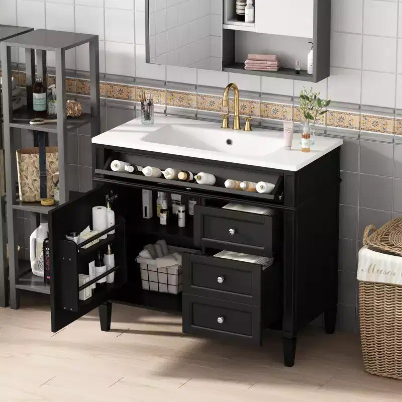 36Bathroom Vanity with Sink, Bathroom Storage Cabinet with Drawers, Single Sink Bathroom Vanity