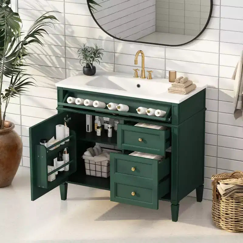 36Bathroom Vanity with Sink, Bathroom Storage Cabinet with Drawers, Single Sink Bathroom Vanity