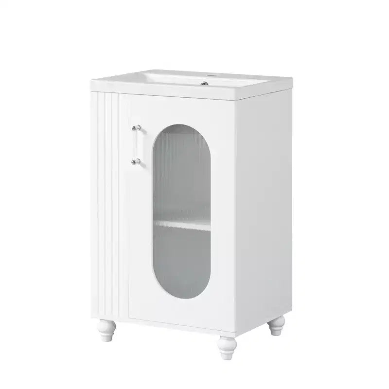 20 Small Bathroom Vanity Sink Combo with Storage , Bathroom Floor Cabinet with Adjustable Shelf