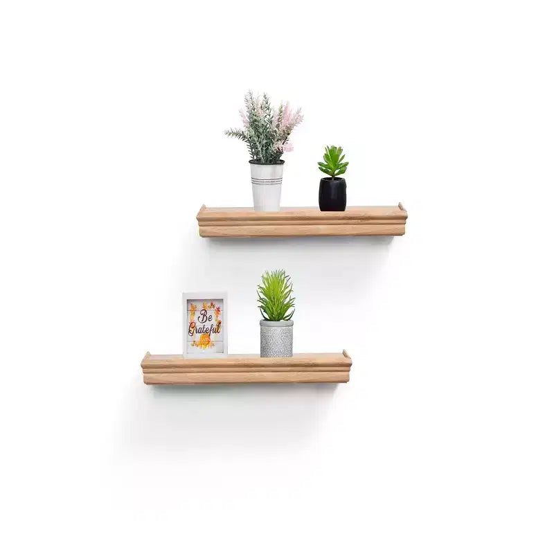 17.9 Maple Floating Shelf C invisible-bracket wood wall mount, perfect bathroom/bedroom/kitchen dcor or book/plant display, easy install.