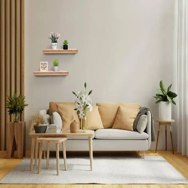 17.9 Maple Floating Shelf C invisible-bracket wood wall mount, perfect bathroom/bedroom/kitchen dcor or book/plant display, easy install.