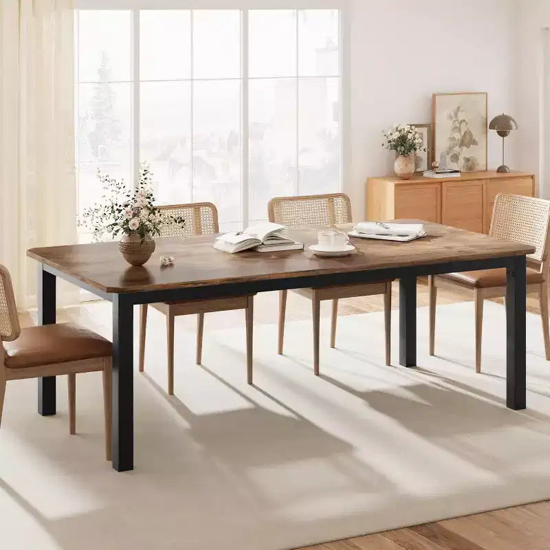 78 Inch Kitchen Table for 6-8 People, Industrial Dining Table with Metal Frame, Wide Large Rectangular Dinner Table for Kitchen, Dining Room