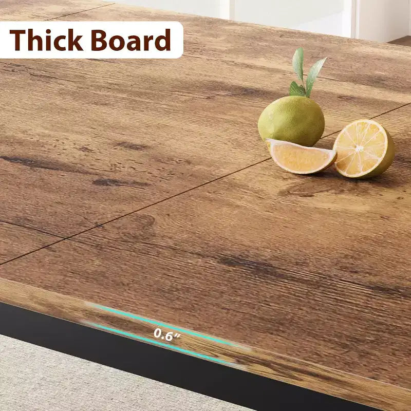 78 Inch Kitchen Table for 6-8 People, Industrial Dining Table with Metal Frame, Wide Large Rectangular Dinner Table for Kitchen, Dining Room