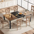 78 Inch Kitchen Table for 6-8 People, Industrial Dining Table with Metal Frame, Wide Large Rectangular Dinner Table for Kitchen, Dining Room