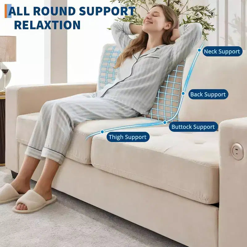 90 Modern Couches for Living Room, Chenille Fabric Loveseat Sofa, Removable Cushion Cover, Side Pocket, Sturdy Wood Frame