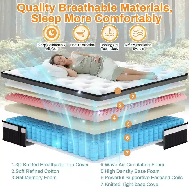 14 King Cooling Gel Memory Foam Mattress in a Box C Medium Firm, Pressure Relief, Breathable