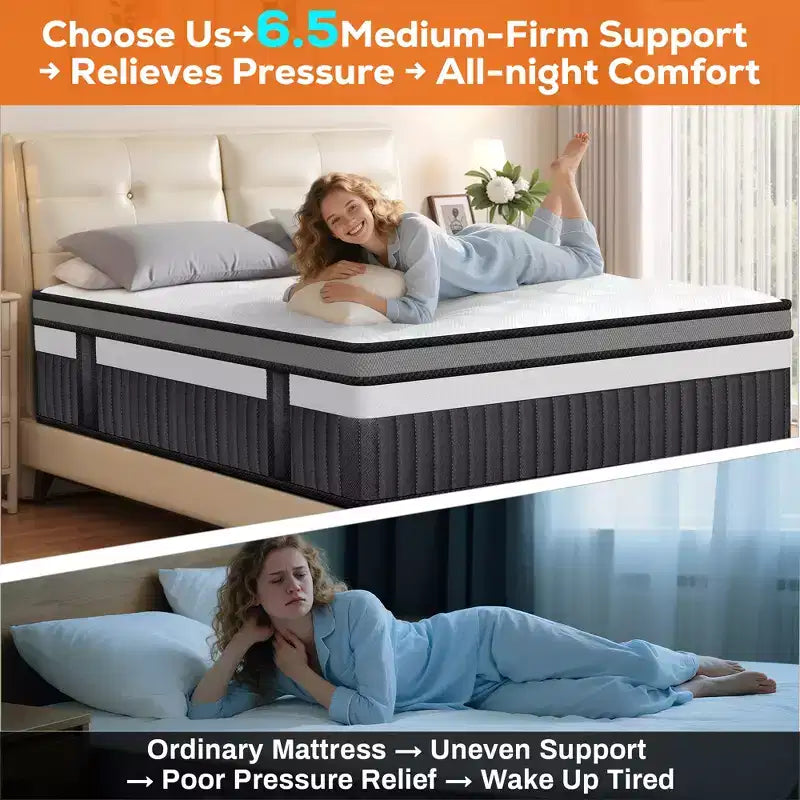 14 King Cooling Gel Memory Foam Mattress in a Box C Medium Firm, Pressure Relief, Breathable