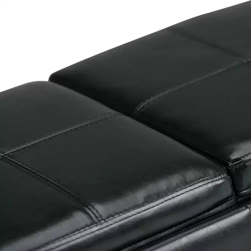 Okak 42IN Wide Storage Ottoman with 3 Flip-Over Serving Trays, Bench with Storage and Child Safety Hinges, End Of Bed Bench for Bedroom