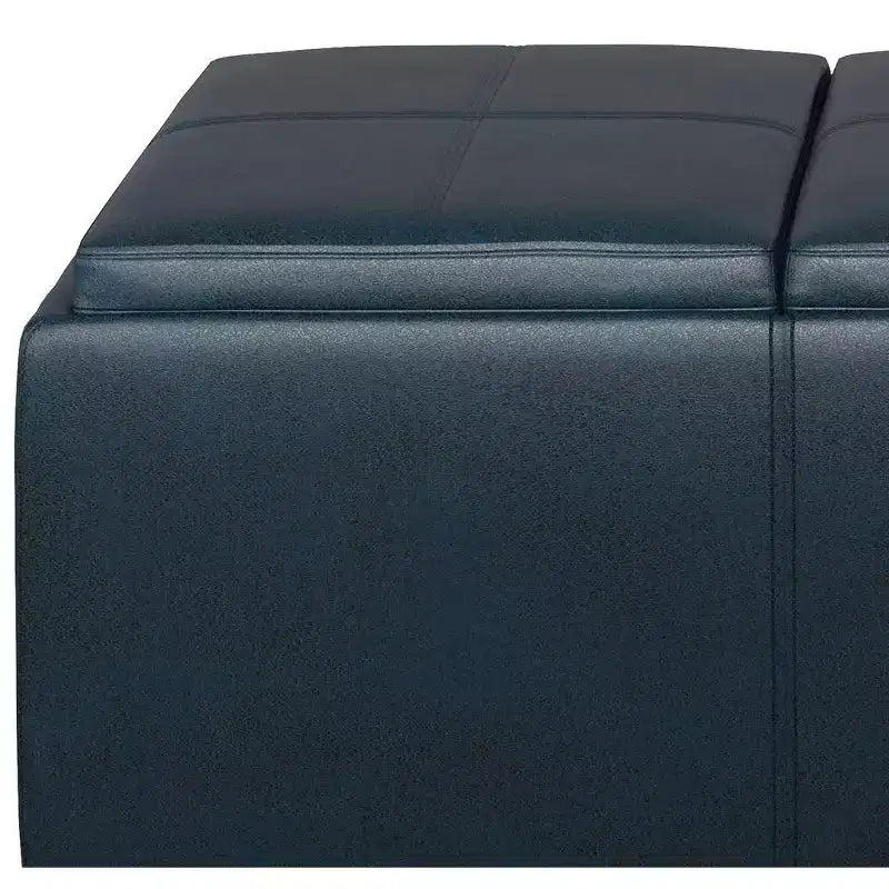 Okak 42IN Wide Storage Ottoman with 3 Flip-Over Serving Trays, Bench with Storage and Child Safety Hinges, End Of Bed Bench for Bedroom