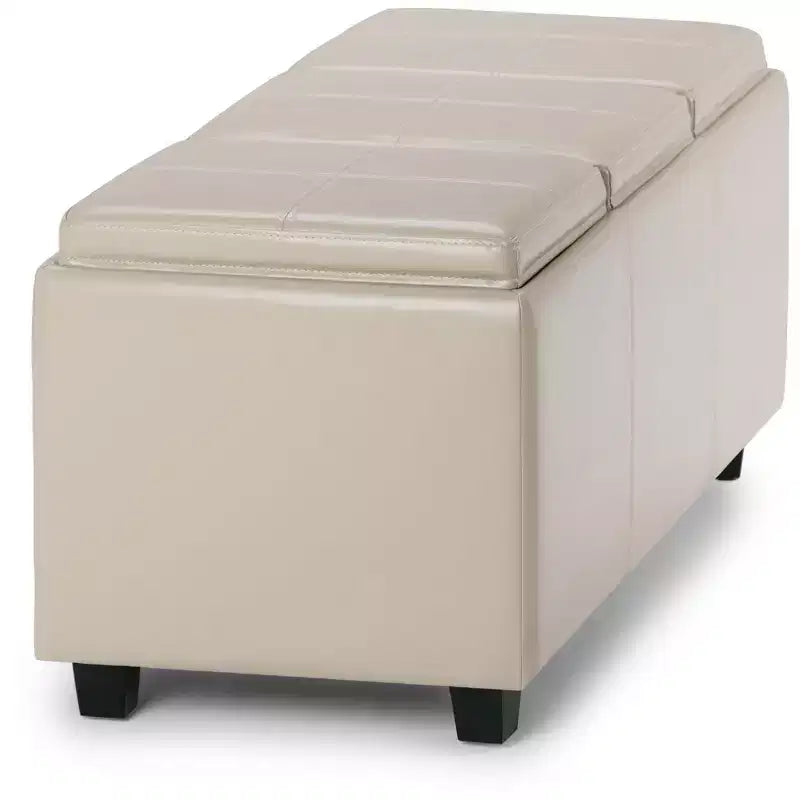 Okak 42IN Wide Storage Ottoman with 3 Flip-Over Serving Trays, Bench with Storage and Child Safety Hinges, End Of Bed Bench for Bedroom