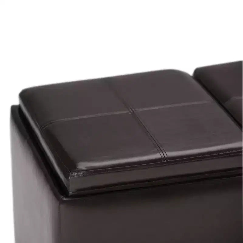 Okak 42IN Wide Storage Ottoman with 3 Flip-Over Serving Trays, Bench with Storage and Child Safety Hinges, End Of Bed Bench for Bedroom
