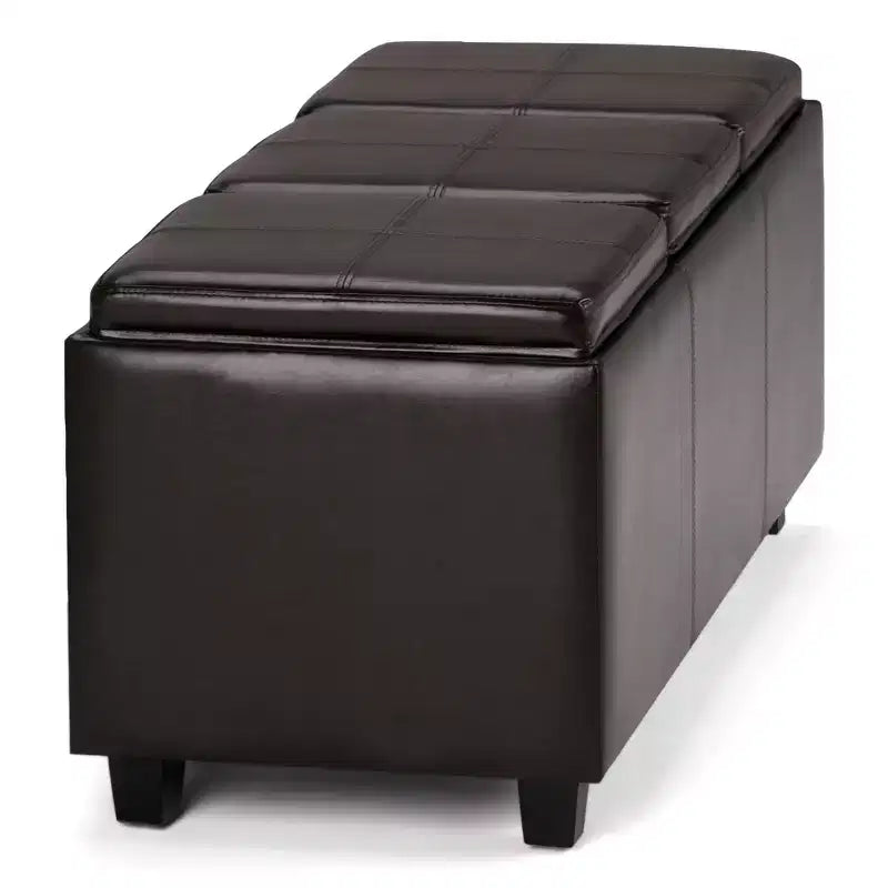 Okak 42IN Wide Storage Ottoman with 3 Flip-Over Serving Trays, Bench with Storage and Child Safety Hinges, End Of Bed Bench for Bedroom