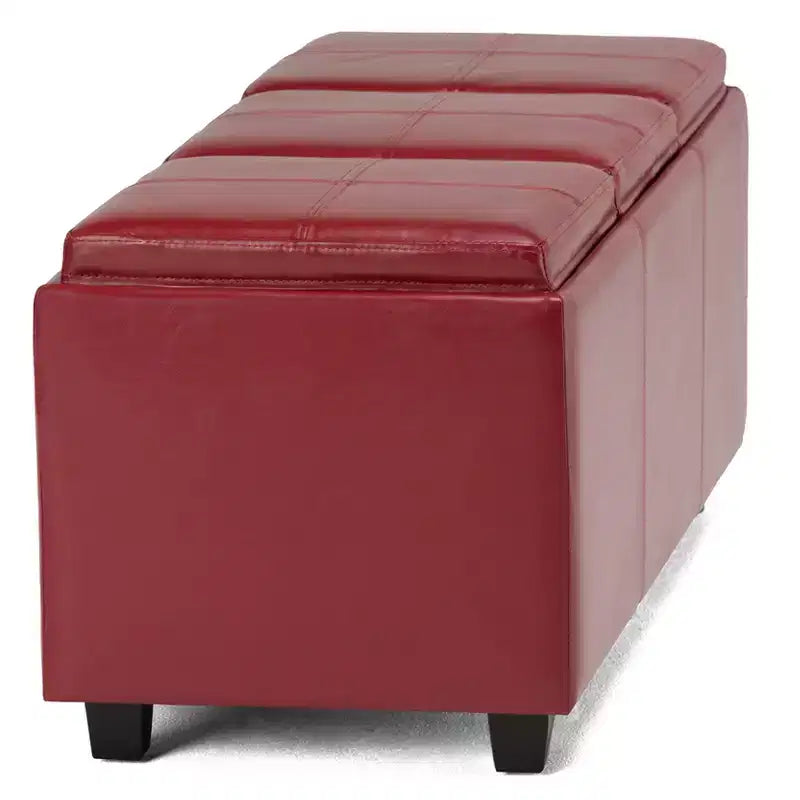 Okak 42IN Wide Storage Ottoman with 3 Flip-Over Serving Trays, Bench with Storage and Child Safety Hinges, End Of Bed Bench for Bedroom