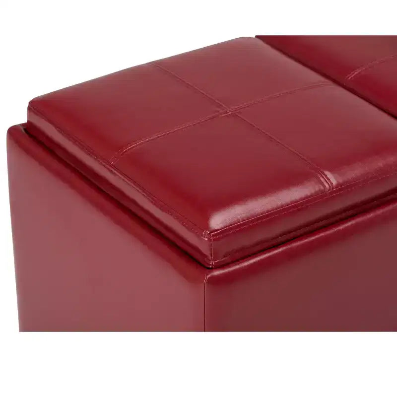Okak 42IN Wide Storage Ottoman with 3 Flip-Over Serving Trays, Bench with Storage and Child Safety Hinges, End Of Bed Bench for Bedroom