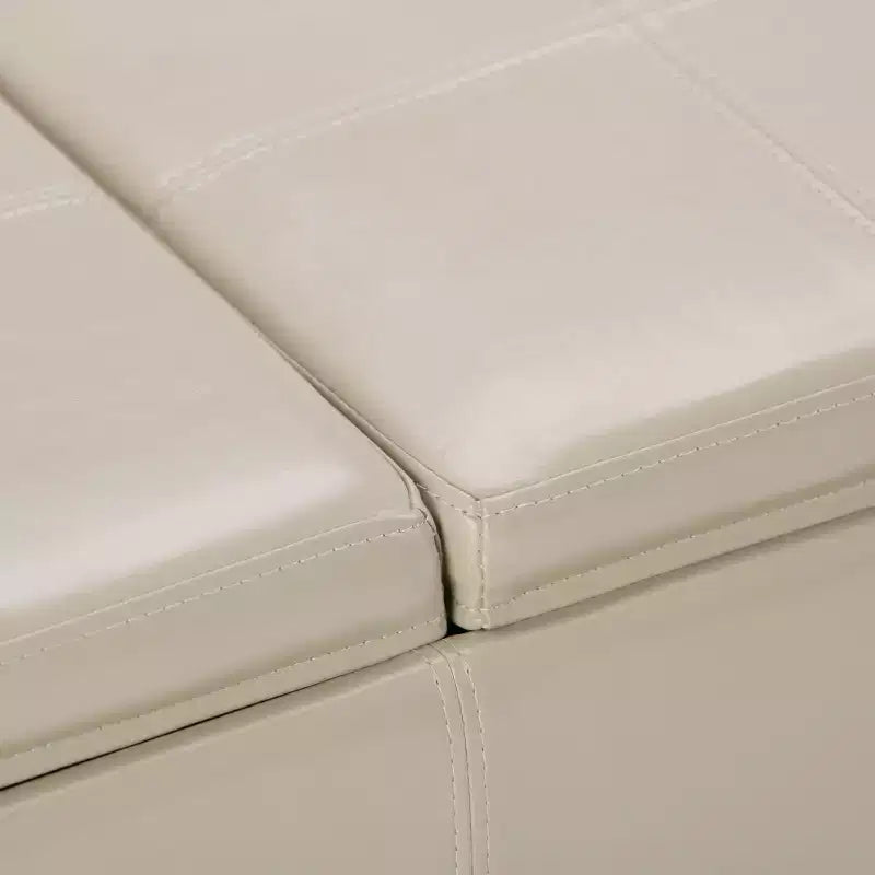 Okak 42IN Wide Storage Ottoman with 3 Flip-Over Serving Trays, Bench with Storage and Child Safety Hinges, End Of Bed Bench for Bedroom