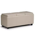 Okak 42IN Wide Storage Ottoman with 3 Flip-Over Serving Trays, Bench with Storage and Child Safety Hinges, End Of Bed Bench for Bedroom