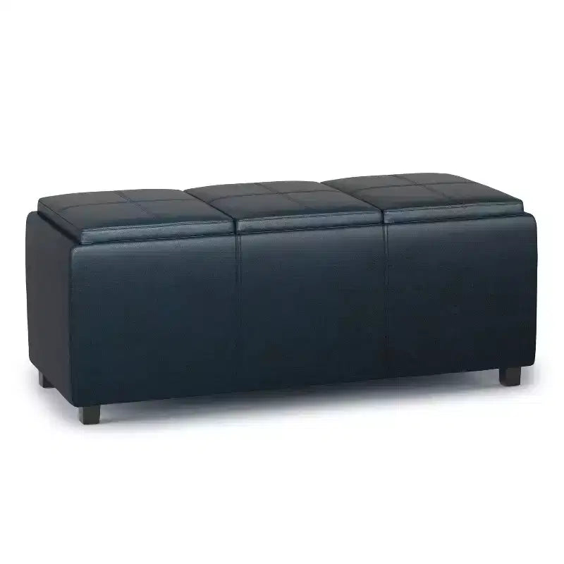 Okak 42IN Wide Storage Ottoman with 3 Flip-Over Serving Trays, Bench with Storage and Child Safety Hinges, End Of Bed Bench for Bedroom