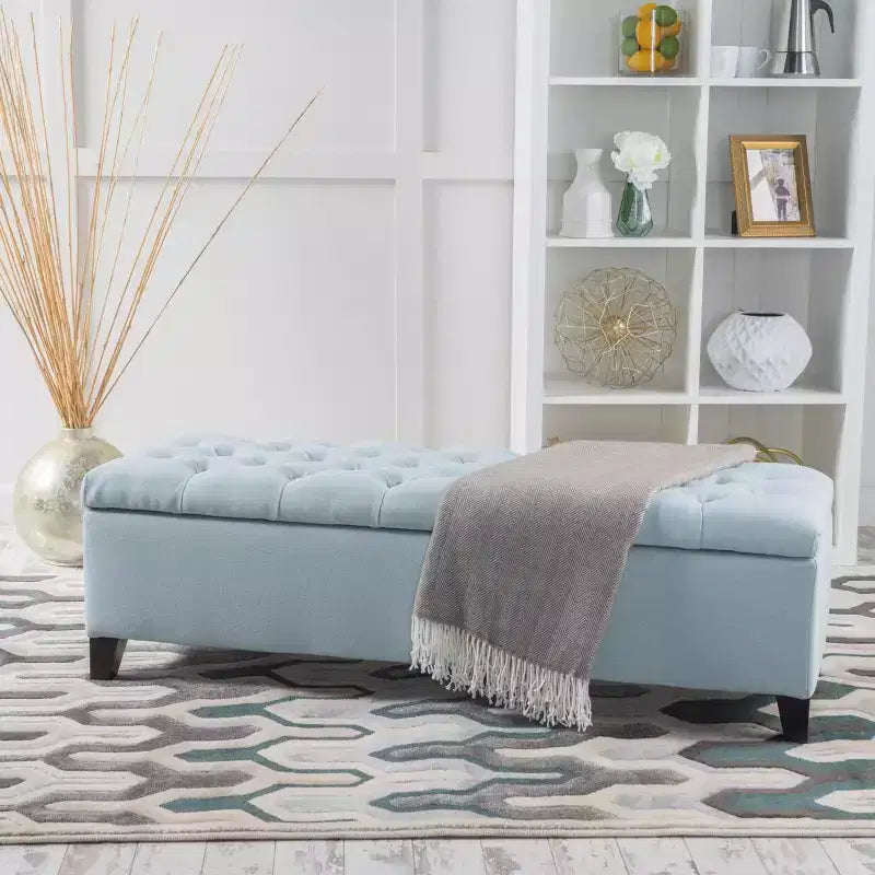 TUYOHW Modern Storage Bench with Upholstered End of Bed Bench Bedroom Vanity Stool with Button Tufted Entryway Bench for Living Room, Entryway