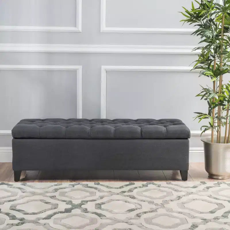 TUYOHW Modern Storage Bench with Upholstered End of Bed Bench Bedroom Vanity Stool with Button Tufted Entryway Bench for Living Room, Entryway