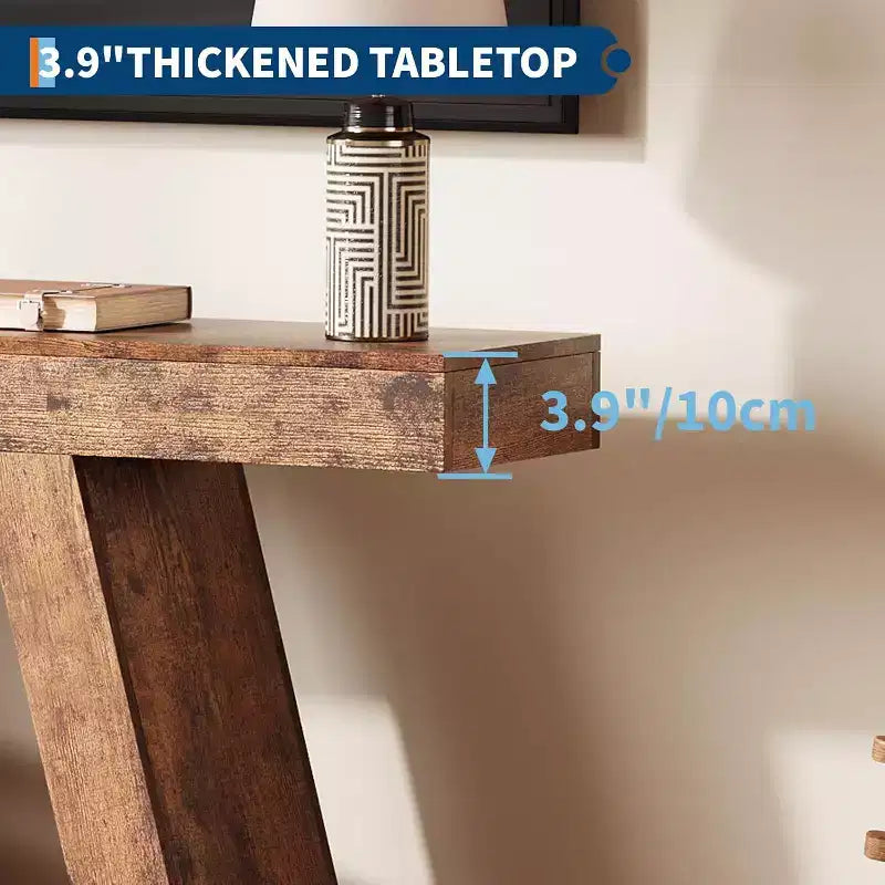 2-Tier Sofa Table with Open Storage Shelves, 55 Inch Farmhouse Narrow Console Table, Industrial Wooden Entryway Table