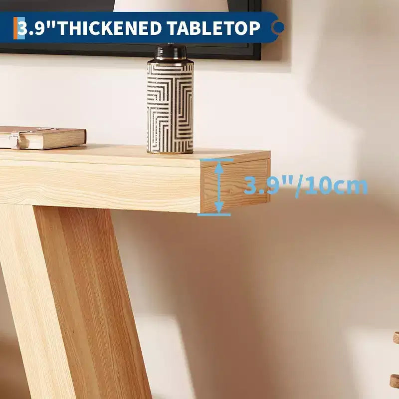 2-Tier Sofa Table with Open Storage Shelves, 55 Inch Farmhouse Narrow Console Table, Industrial Wooden Entryway Table