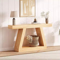 2-Tier Sofa Table with Open Storage Shelves, 55 Inch Farmhouse Narrow Console Table, Industrial Wooden Entryway Table