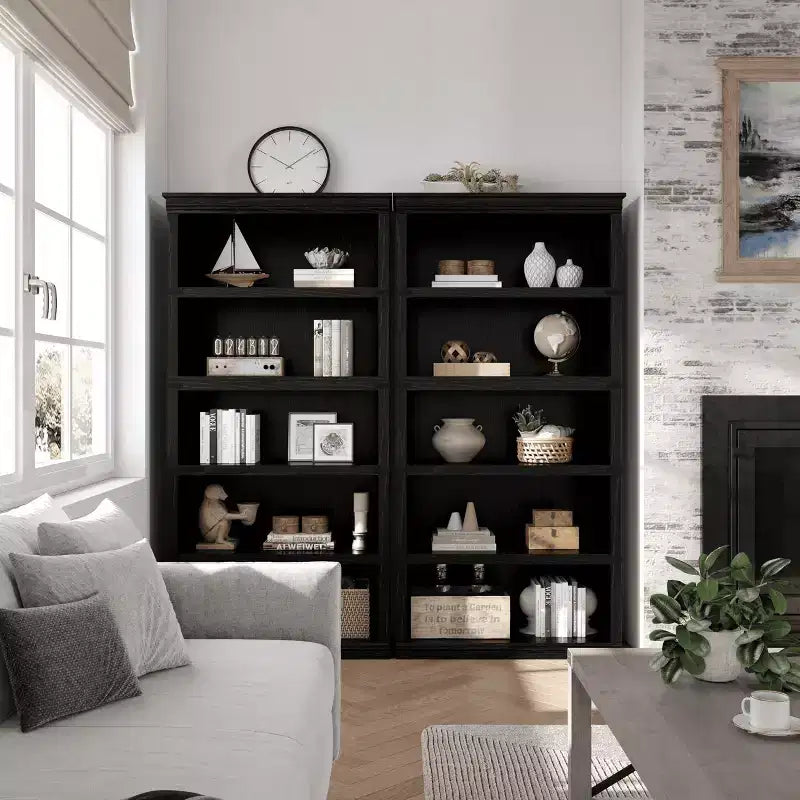5-Tier Farmhouse Bookcase with Open Display Shelves, 67.4 Tall Wooden Storage Bookcase for Home Office, Living Room, Bedroom