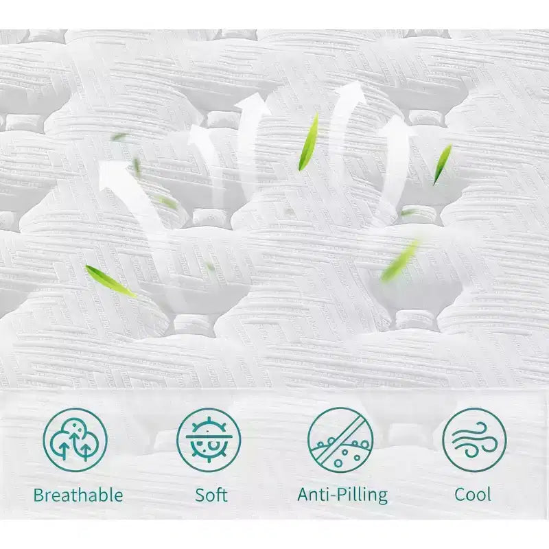 12 Inch Twin XL Hybrid Mattress, Memory Foam & Individual Pocket Springs, Breathable Cool Cover, CertiPUR-US Certified