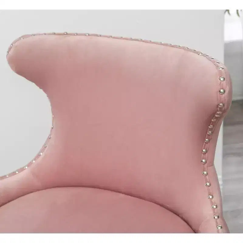 TUYOHW Velvet Accent Chair,Pink Upholstered Chair with Nailhead Trim,Button Tufting,Solid Rubberwood Legs,Lounge Chair for Living Room,Home Office