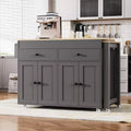 FAMYYT White Wood Top 74.5 in. Kitchen Island with Extendable Table, Hidden Wheels, and Ample Storage