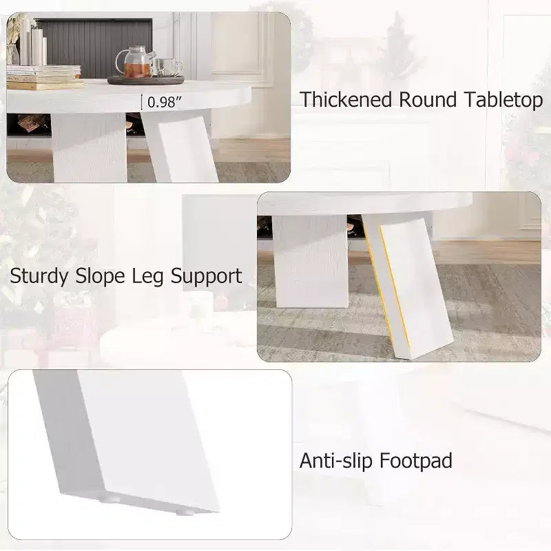 33.5 Round Coffee Table, Modern Wood Center Table with 3 Sturdy Legs for Small Spaces, Easy Assembly