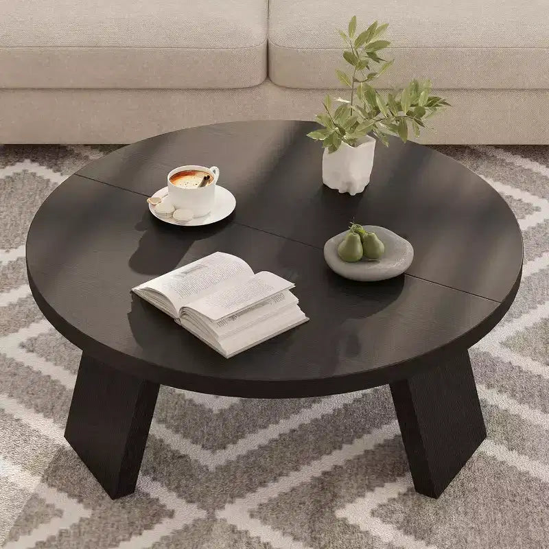 33.5 Round Coffee Table, Modern Wood Center Table with 3 Sturdy Legs for Small Spaces, Easy Assembly