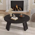 33.5 Round Coffee Table, Modern Wood Center Table with 3 Sturdy Legs for Small Spaces, Easy Assembly