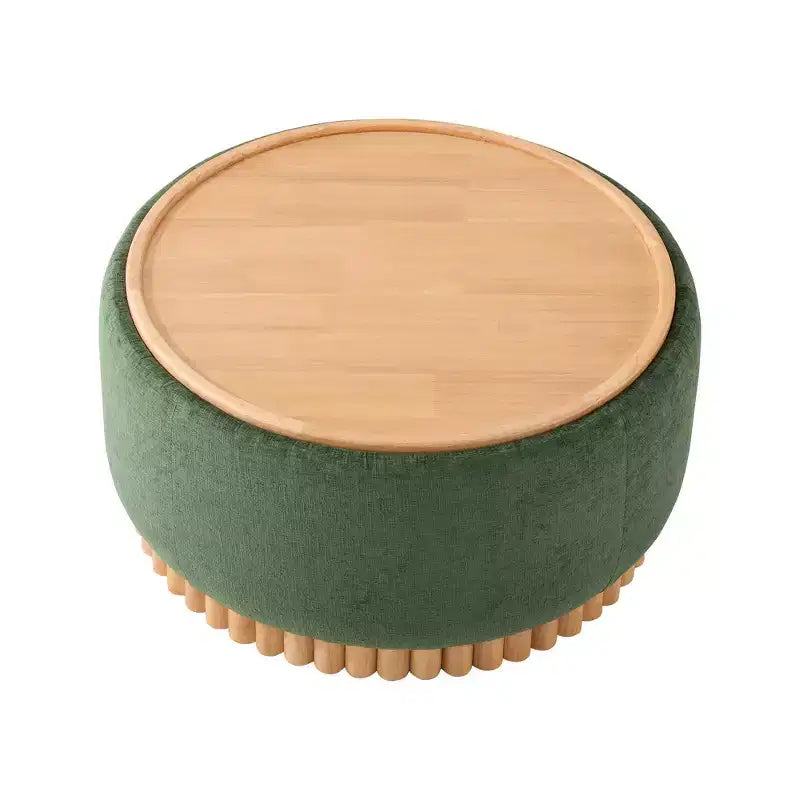 Whisen 29 Round Storage Ottoman, Modern Coffee Table, Boucle Fabric Footrest with Wood Frame, No Assembly Required