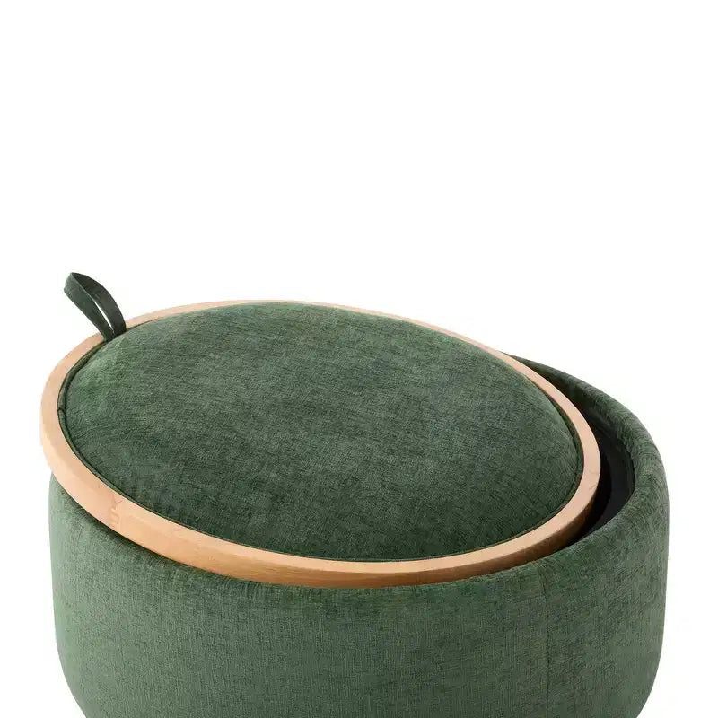 Whisen 29 Round Storage Ottoman, Modern Coffee Table, Boucle Fabric Footrest with Wood Frame, No Assembly Required